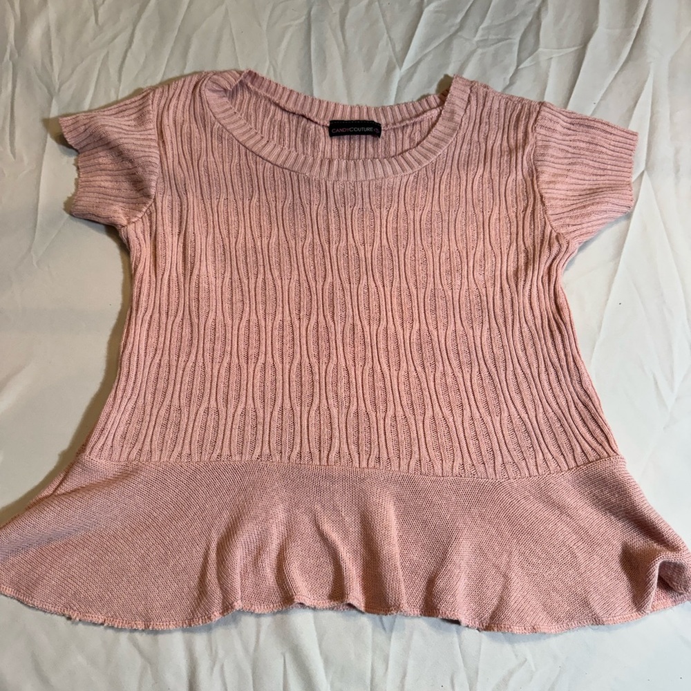 Elegant Pink Short Sleeve Women's Top